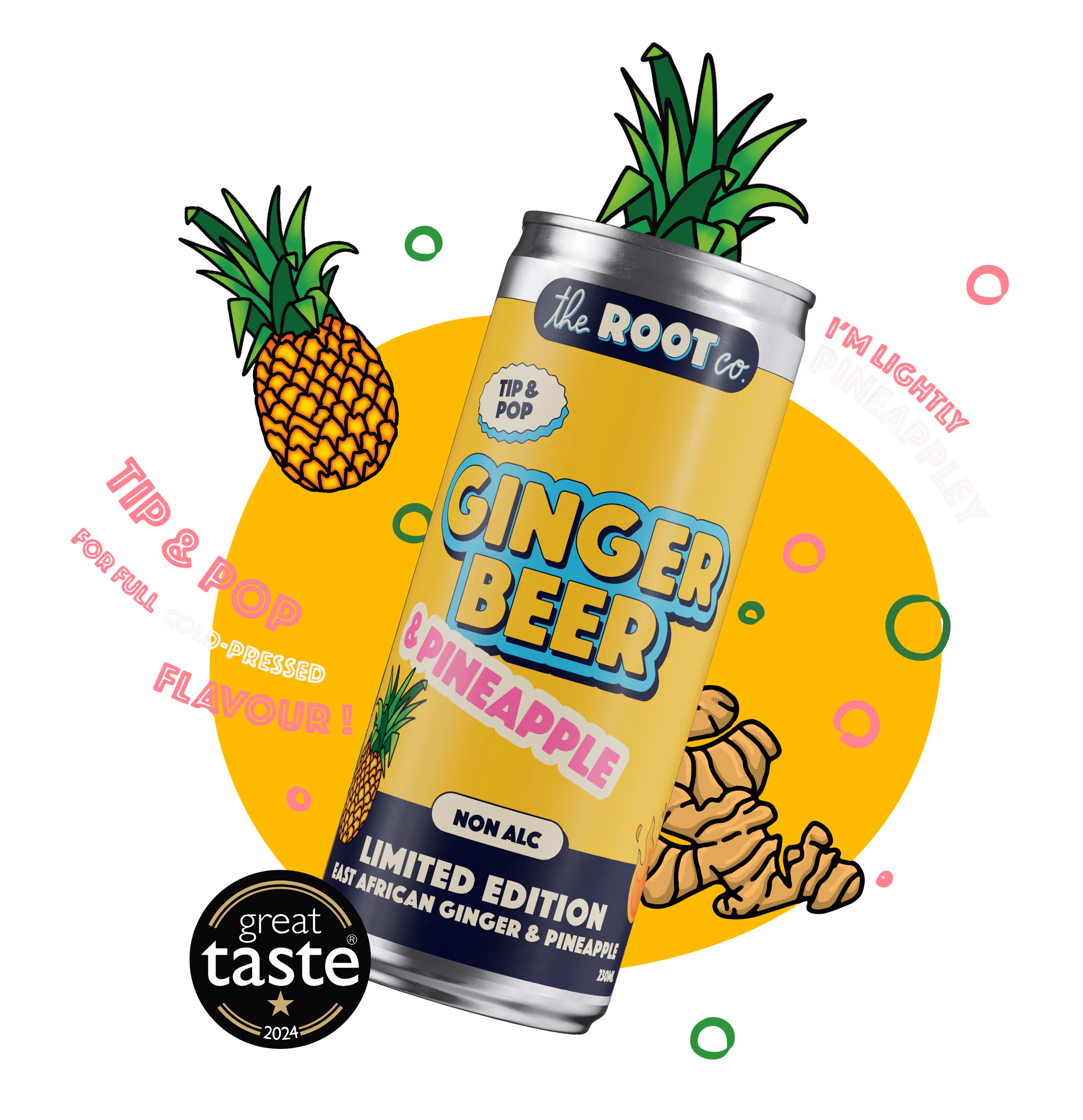 The Root Co. pineapple ginger beer illustration